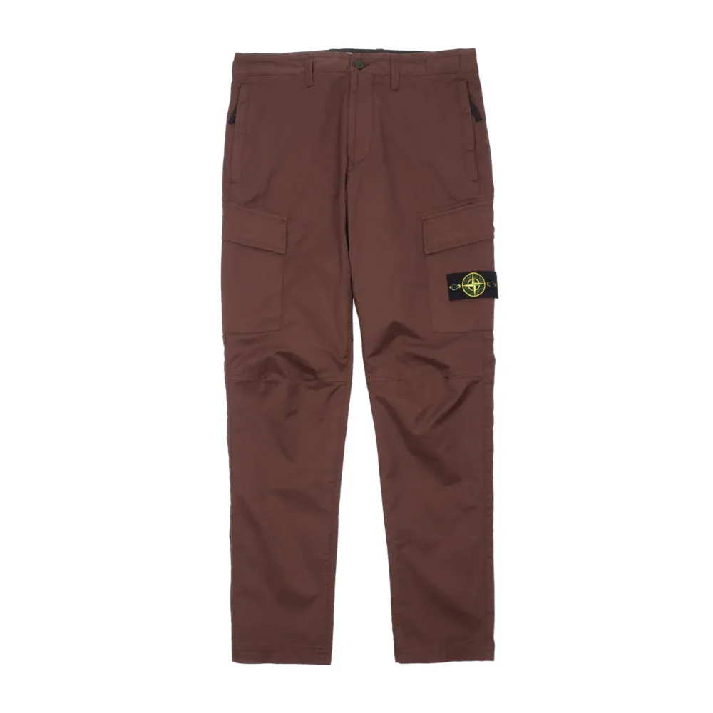 Stone Island Stretch Cotton Gabardine Cargo Pants Mahogany Brown ||Plus Discount
