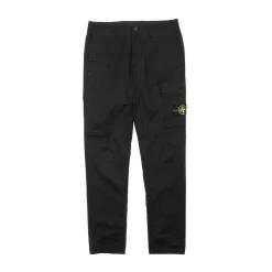 Stone Island Stretch Cotton Gabardine Single Pocket Cargo Pants Black|Plus Hot