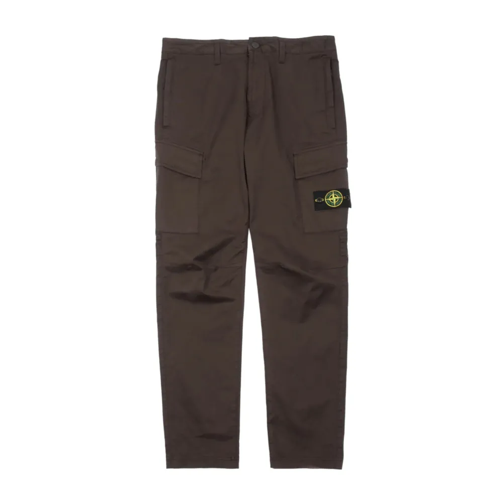 Stone Island Stretch Cotton Gabardine Cargo Pants Dark Brown ||Plus Sale