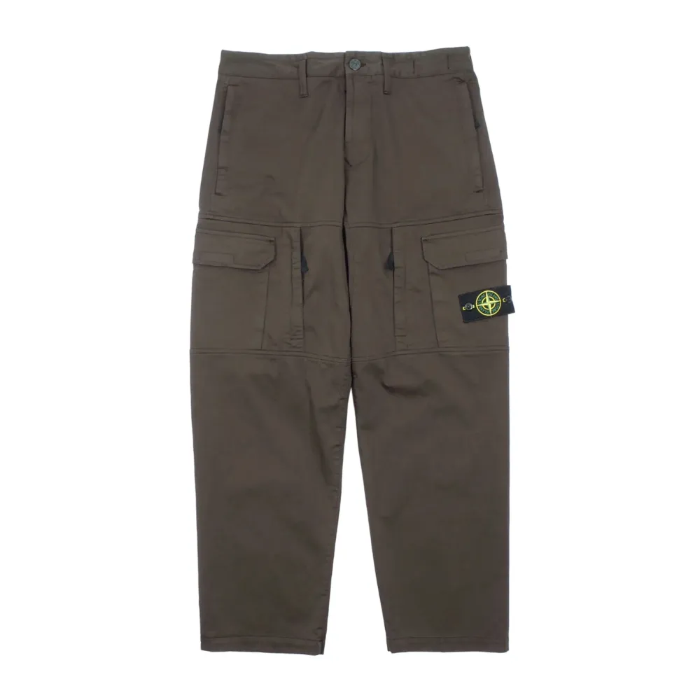 Stone Island Stretch Cotton Wool Satin Cargo Pants Dark Brown ||Plus Hot