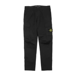 Stone Island Stretch Cotton Gabardine Cargo Pants Black ||Plus Fashion