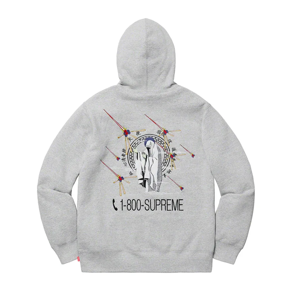 Supreme 1-800 Hooded Sweatshirt Heather Grey ||plus Online