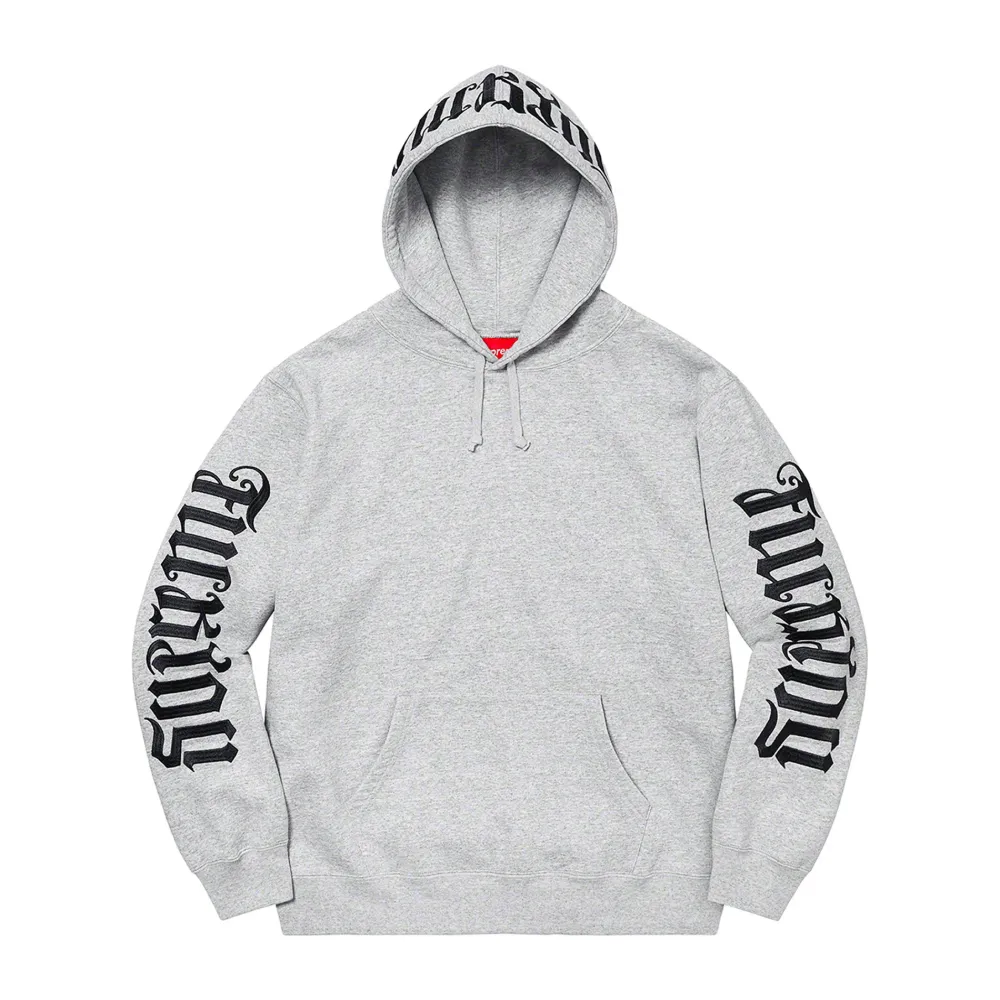 Supreme Ambigram Hooded Sweatshirt Heather Grey ||Plus Online