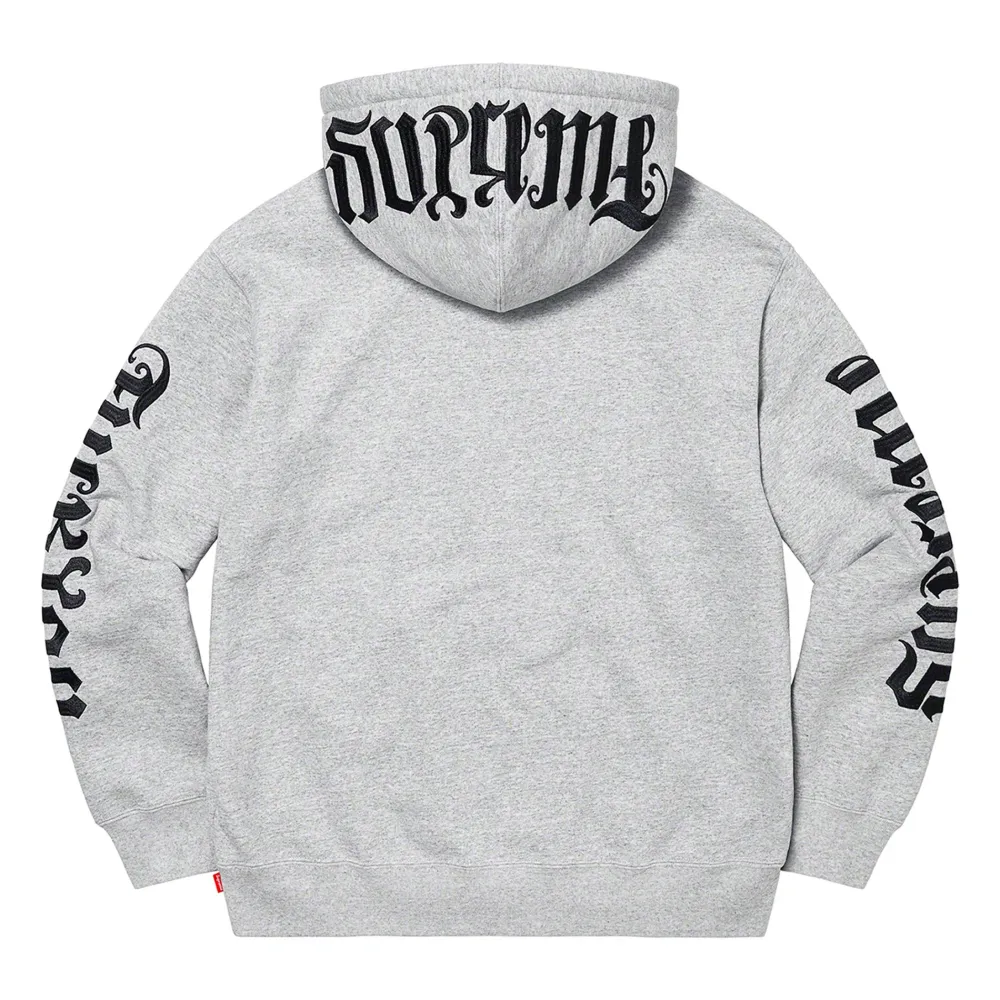 Supreme Ambigram Hooded Sweatshirt Heather Grey ||Plus Online