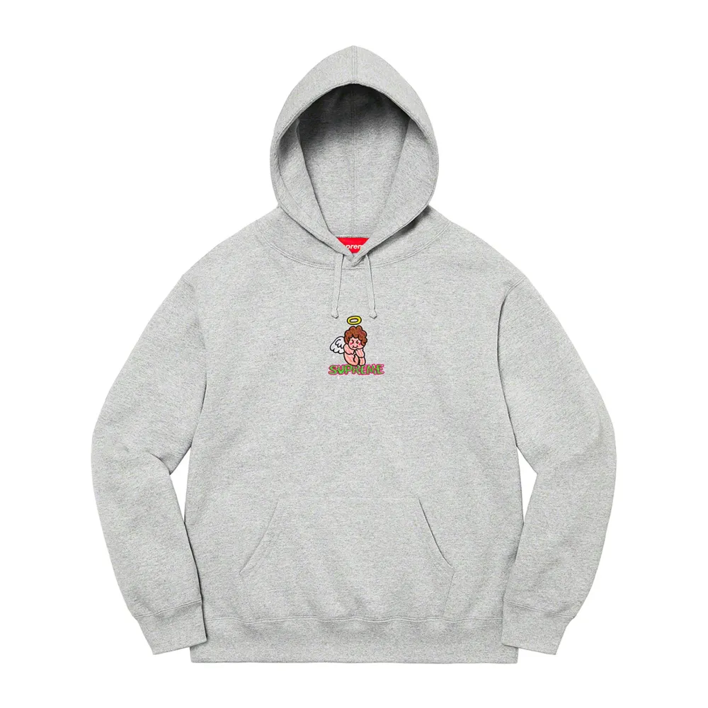 Supreme Angel Hooded Sweatshirt Heather Grey ||Plus Sale
