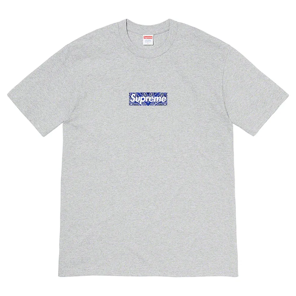 Supreme Bandana Box Logo Tee Heather Grey ||Plus Best