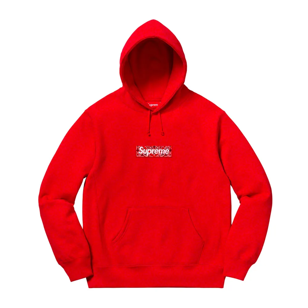 Supreme Bandana Box Logo Hooded Sweatshirt Red ||Plus Fashion