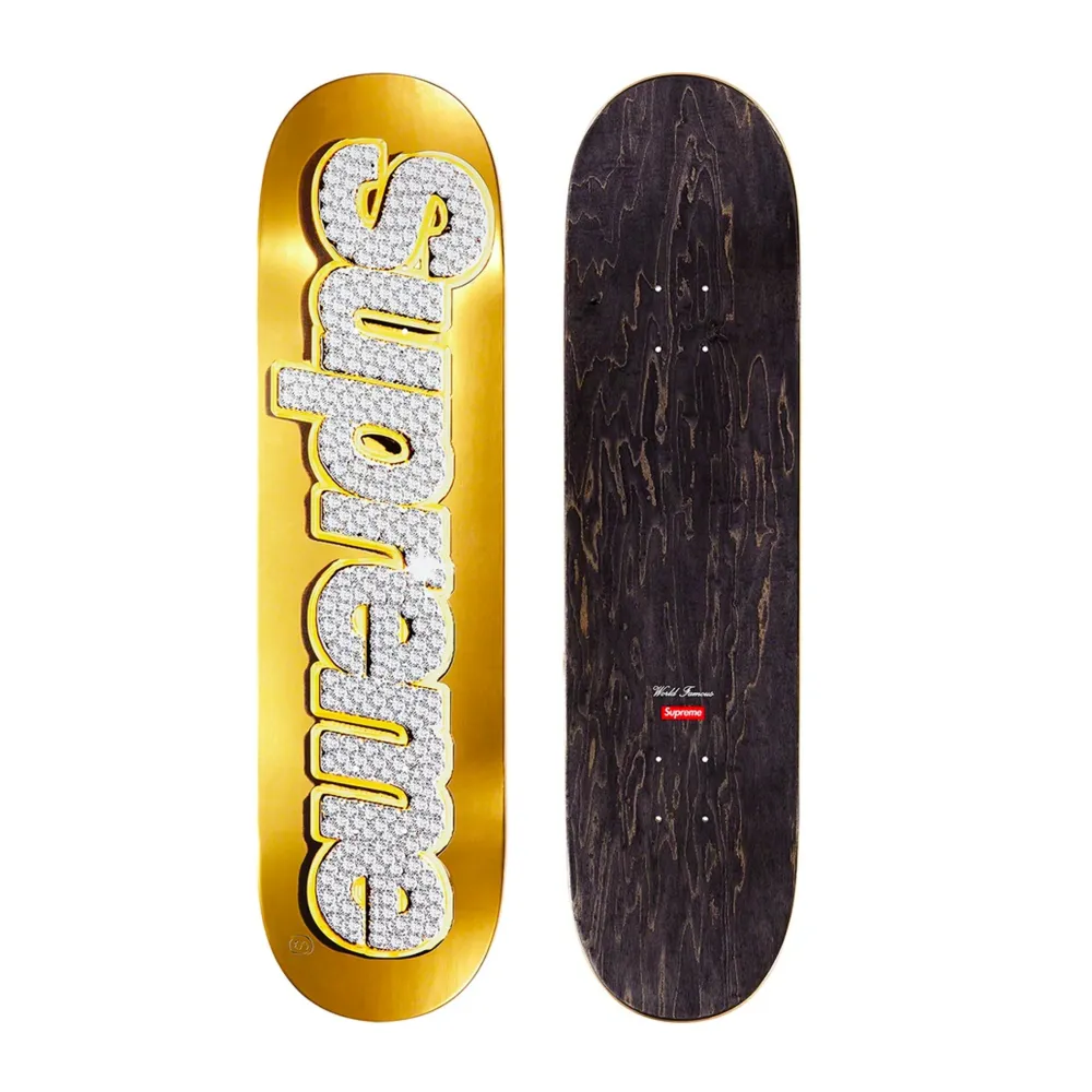 Supreme Bling Box Logo Skateboard Deck (SS22) Gold ||Plus Fashion