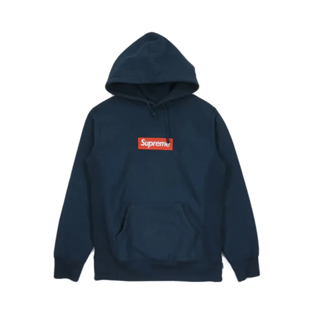 Supreme Box Logo Hooded Sweatshirt Navy ||Plus New