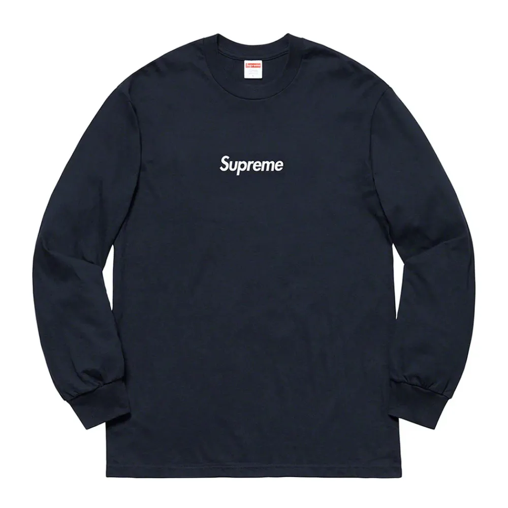 Supreme Box Logo L/S Tee Navy ||Plus Clearance