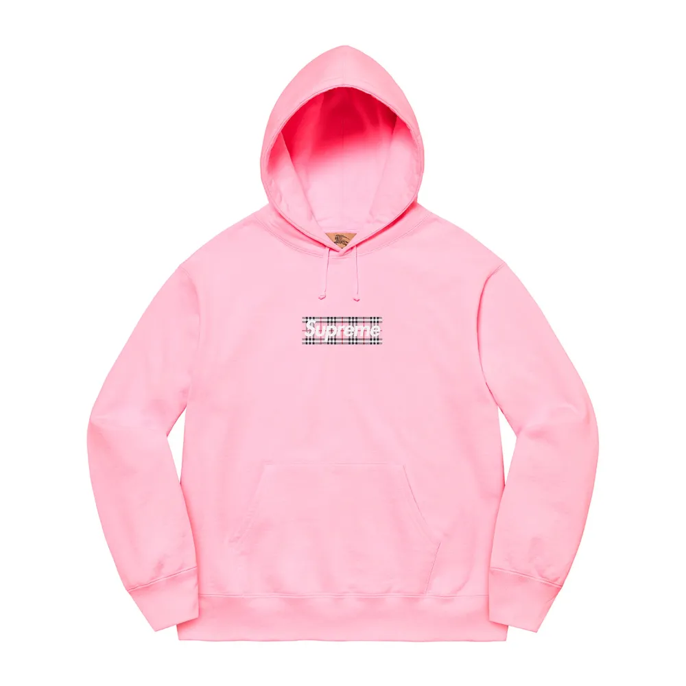 Supreme Burberry Box Logo Hooded Sweatshirt Light Pink ||Plus Fashion