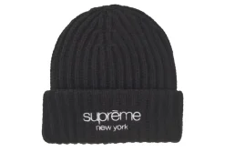Supreme Classic Logo Chunky Ribbed Beanie (FW24) Black|Plus Clearance