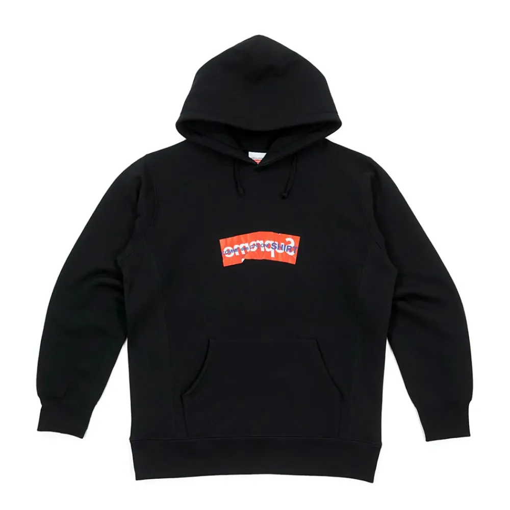 Supreme Comme Des Garcons Box Logo Hooded Sweatshirt Black 2017 ||Plus Online