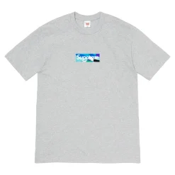 Supreme Emilio Pucci Box Logo Tee Heather Grey/Blue ||Plus Hot