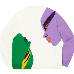 Supreme Faces Sweater Cream ||Plus Outlet