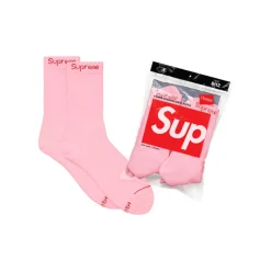 Supreme Hanes Crew Socks (4 Pack) Pink ||Plus Sale