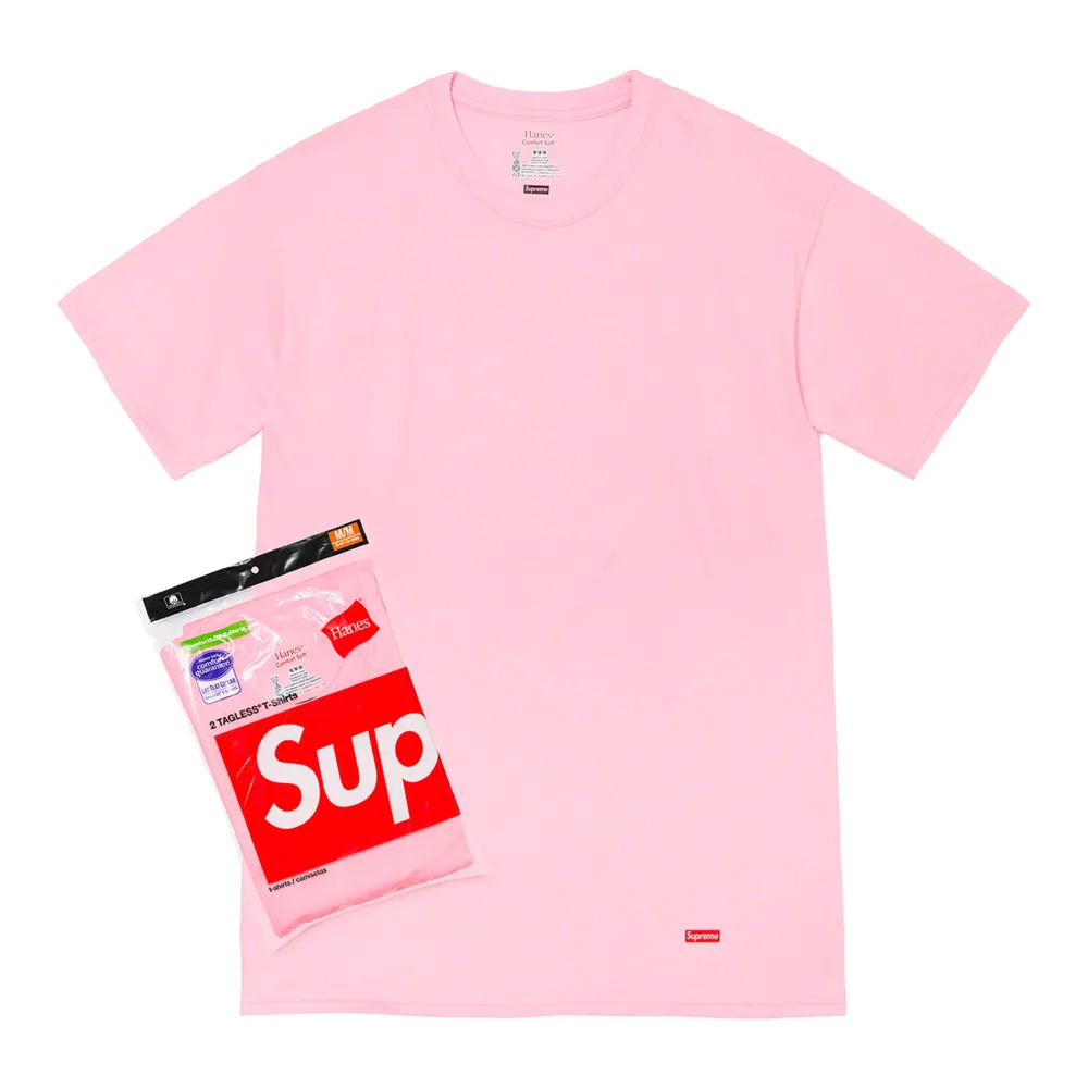 Supreme Hanes Tagless Tees (2 Pack) Pink ||Plus New