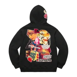 Supreme Instant High Patches Hooded Sweatshirt Black ||Plus Clearance