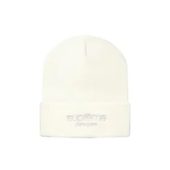 Supreme Metallic Classic Logo Beanie (FW15) White ||Plus Discount