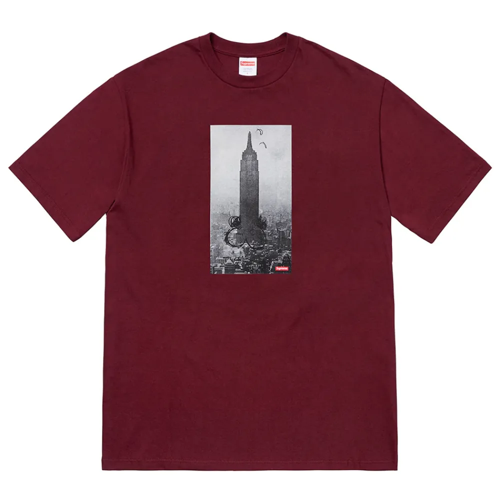 Supreme Mike Kelley The Empire State Building Tee Burgundy ||Plus Clearance