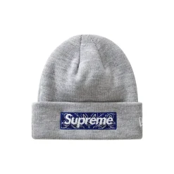 Supreme New Era Box Logo Beanie (FW19) Heather Grey|Plus New