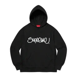 Supreme Raised Handstyle Hooded Sweatshirt Black ||Plus Online