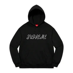 Supreme Script Hooded Sweatshirt Black|Plus Clearance