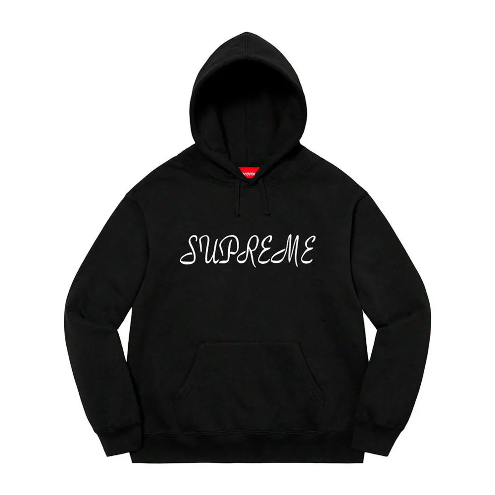Supreme Script Hooded Sweatshirt Black|Plus Clearance