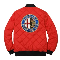 Supreme Sequin Patch Quilted Bomber Jacket Red ||Plus Discount