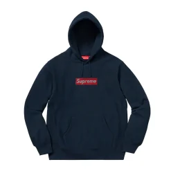 Supreme Swarovski Box Logo Hooded Sweatshirt Navy ||Plus Fashion