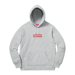 Supreme Swarovski Box Logo Hooded Sweatshirt Heather Grey ||Plus Online