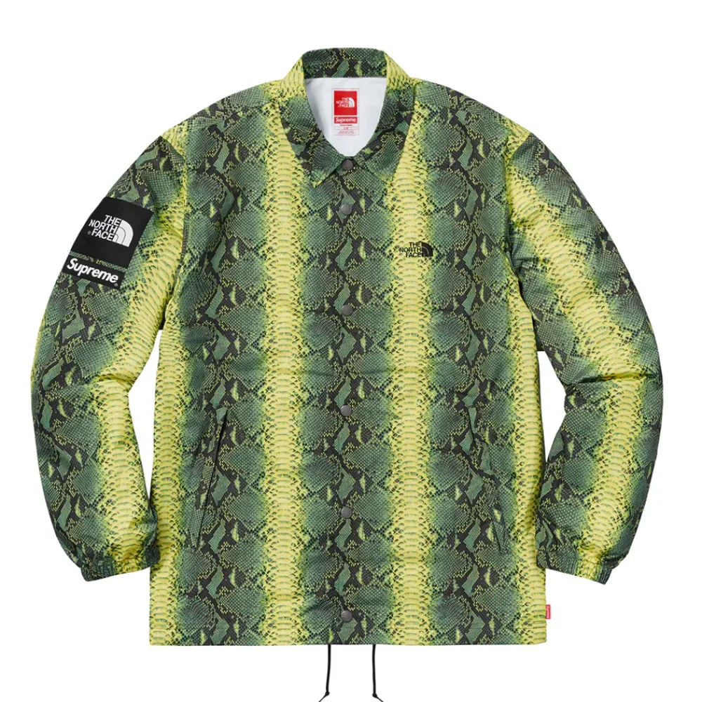 Supreme The North Face Snakeskin Taped Seam Coaches Jacket Green ||Plus Clearance