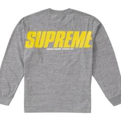 Supreme Trademark L/S Top Heather Grey ||Plus New