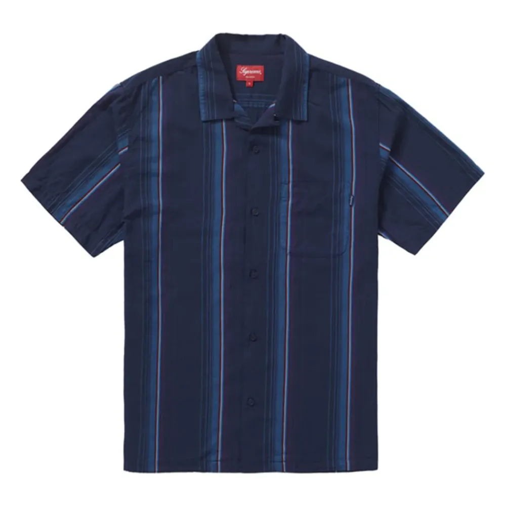 Supreme Vertical Stripe S/S Shirt Navy ||Plus Fashion