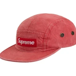 Supreme Washed Linen Camp Cap Red ||Plus Clearance