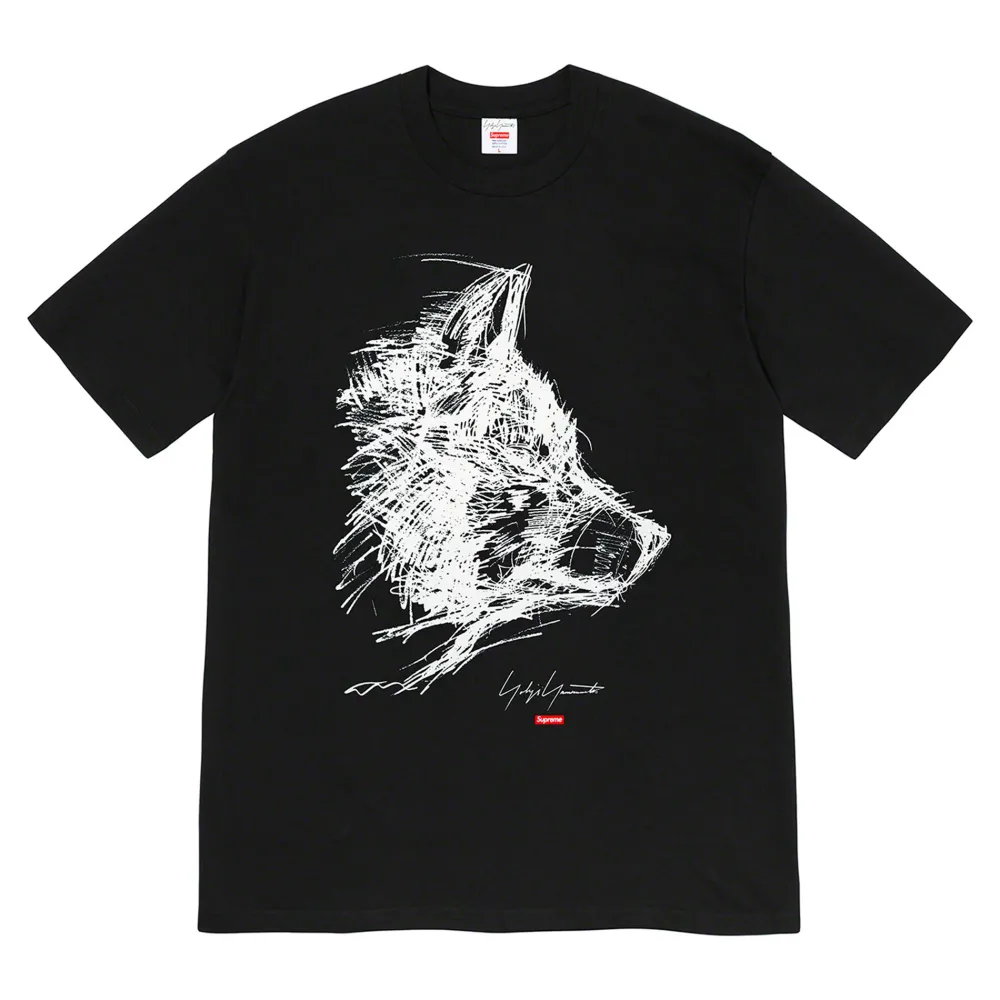 Supreme Yohji Yamamoto Scribble Wolf Tee Black ||Plus Fashion
