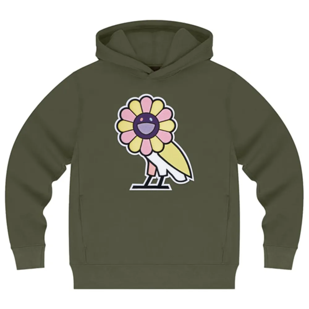 Takashi Murakami x OVO “Sur” Hoodie Olive ||Plus Hot