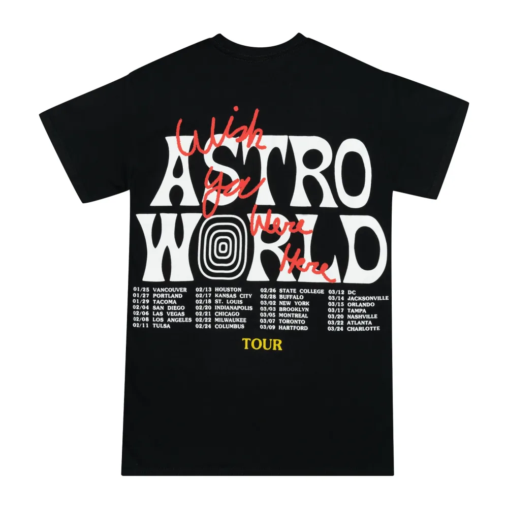 Travis Scott Astroworld Wish You Were Here Tee Black | PLUS|Plus2 Discount