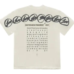 Travis Scott Cactus Jack For Fragment Manifest T-Shirt White ||Plus Outlet