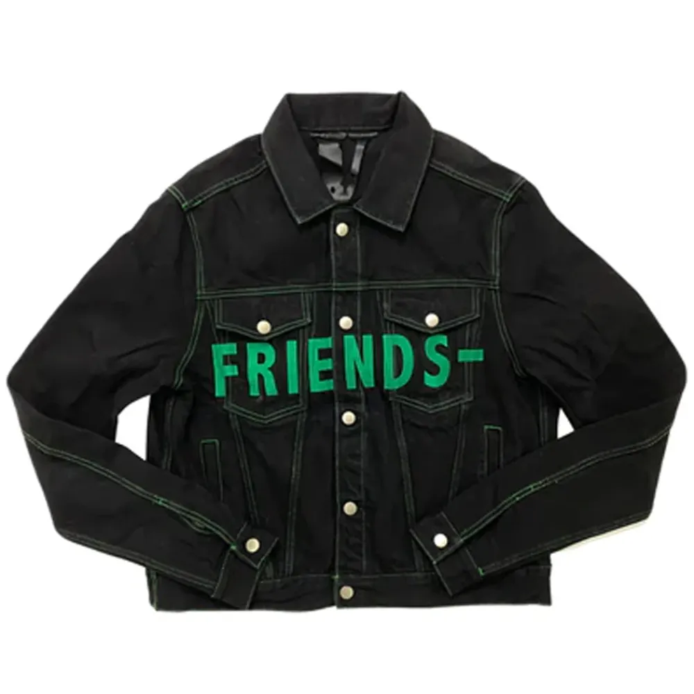 Vlone Friends Denim Jacket Black/Green ||Plus Hot