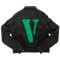 Vlone Friends Denim Jacket Black/Green ||Plus Hot
