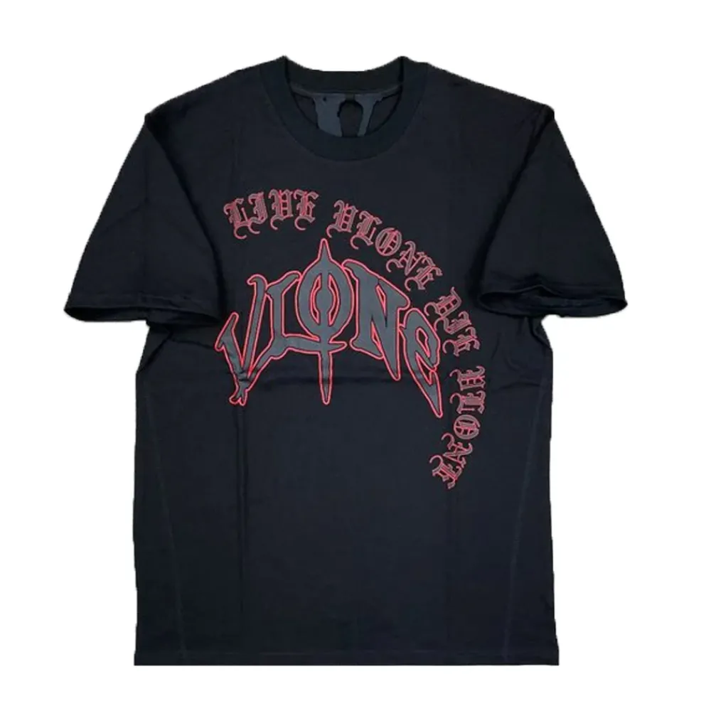 Vlone Old English Script Tee Black/Red ||Plus Fashion