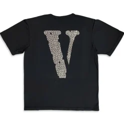 Vlone Rhinestone Staple T-Shirt Black/Red ||Plus Outlet