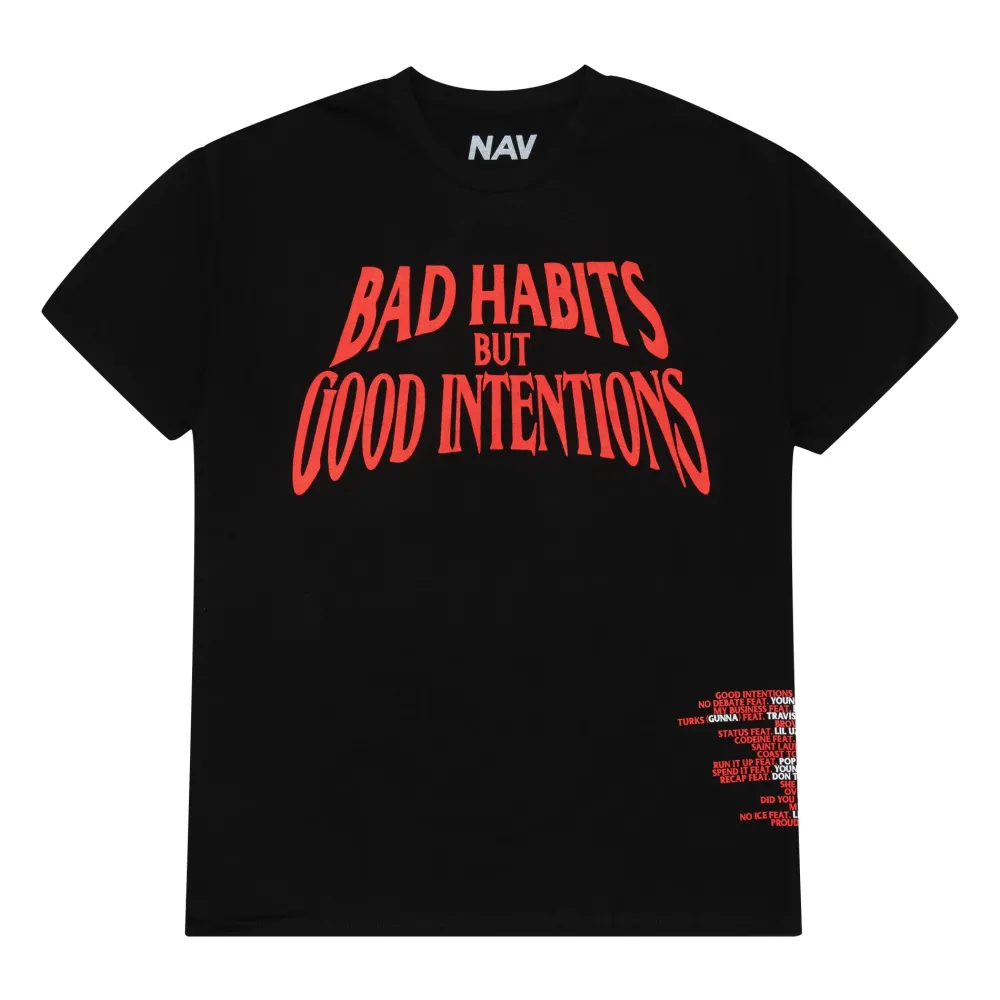 Vlone x Nav Bad Habits Tee Black ||Plus Outlet