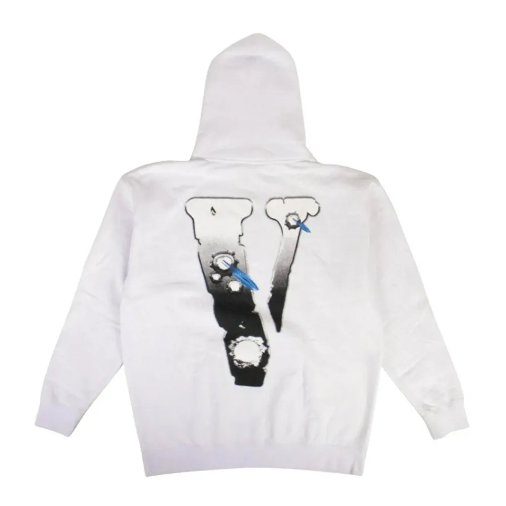 Vlone x Pop Smoke Hawk Em Hoodie White ||Plus Clearance